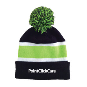 PointClickCare branded black and green winter hat
